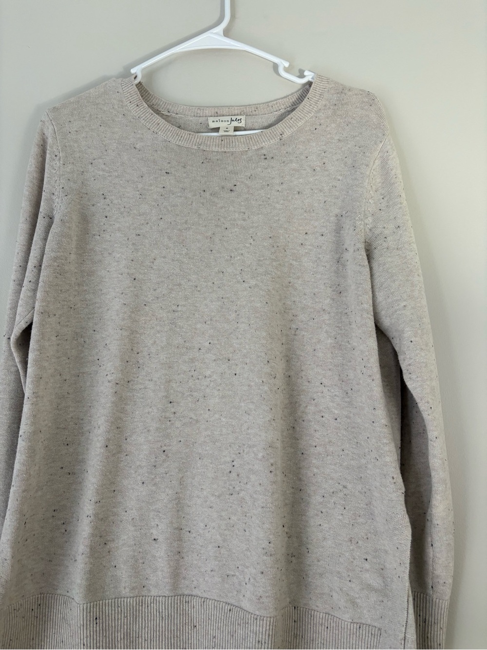 Maison Jules Cream Speckled Crewneck Sweater